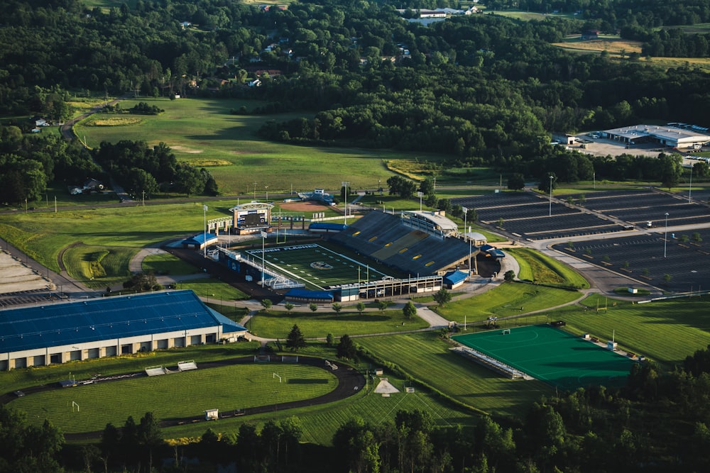 aerial view of soccer field during daytime