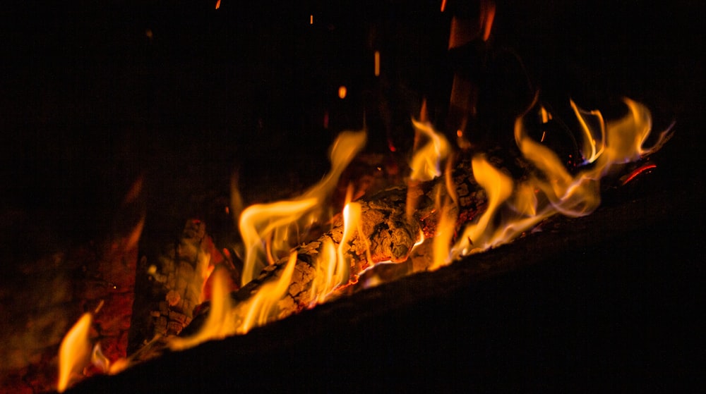 burning wood during night time