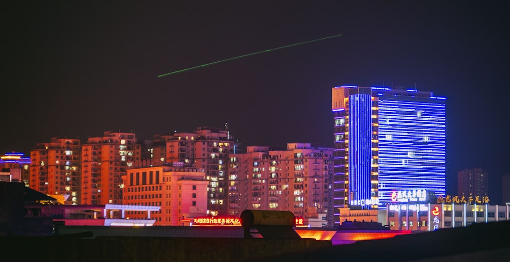 high rise buildings during nighttime