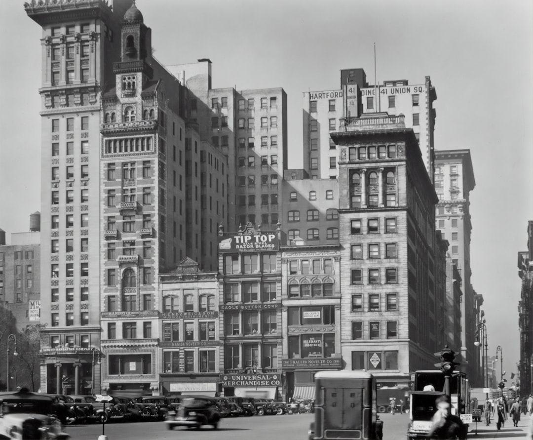 grayscale photo of Union Square