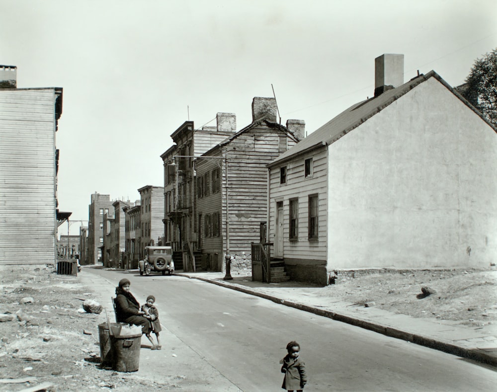 grayscale photo of Brooklyn street 