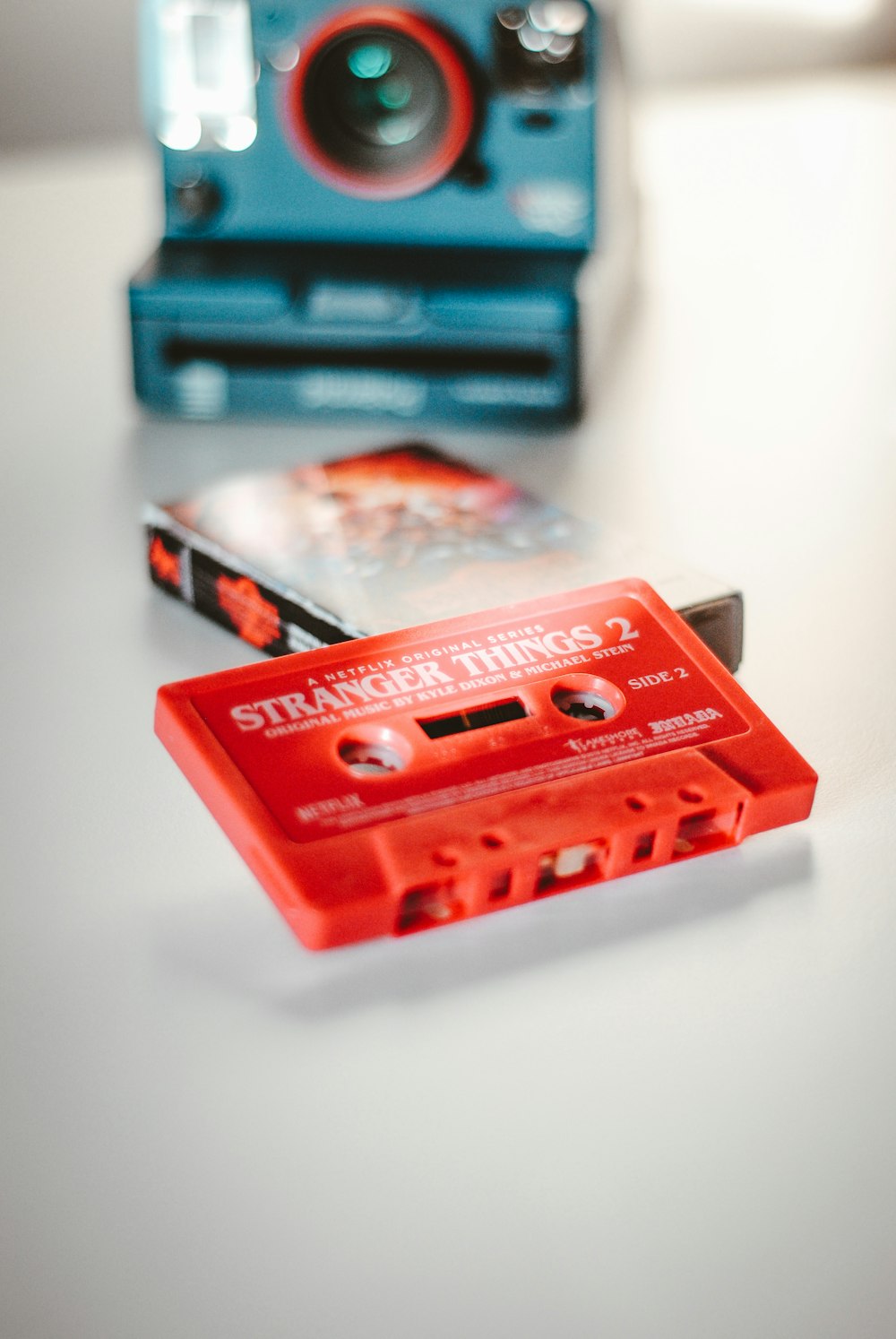red and black cassette tape