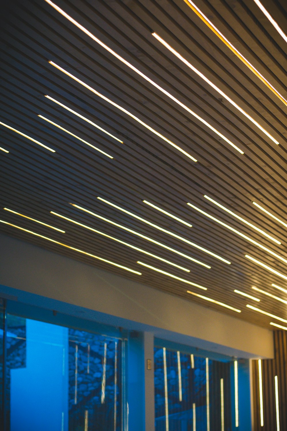 white and black striped ceiling