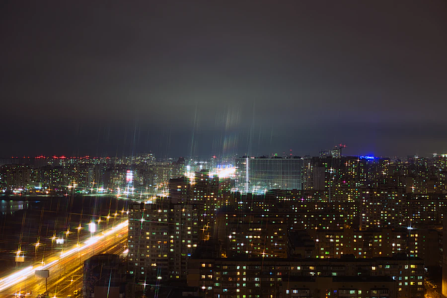 Kyiv skyline at night