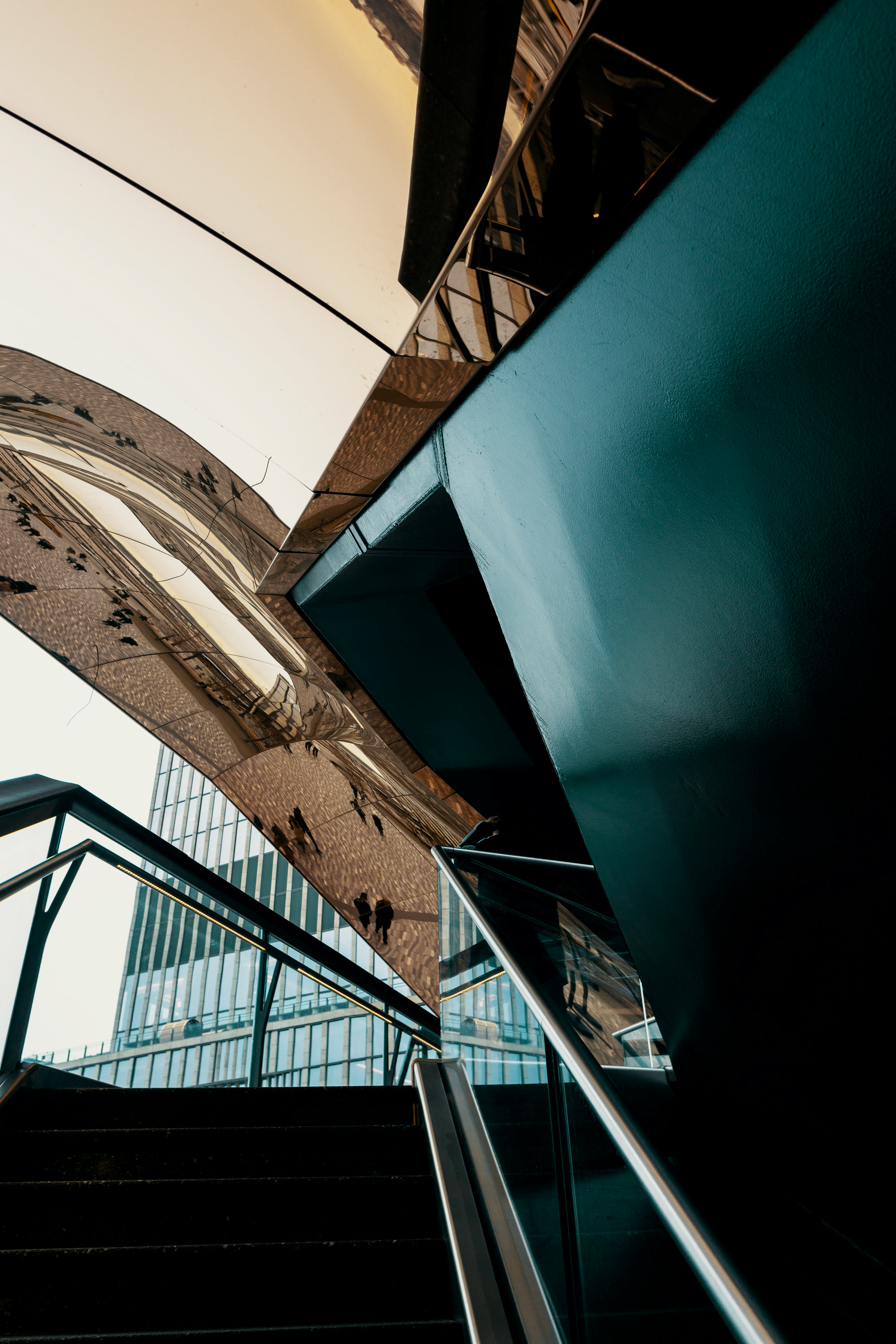 blue and brown concrete building