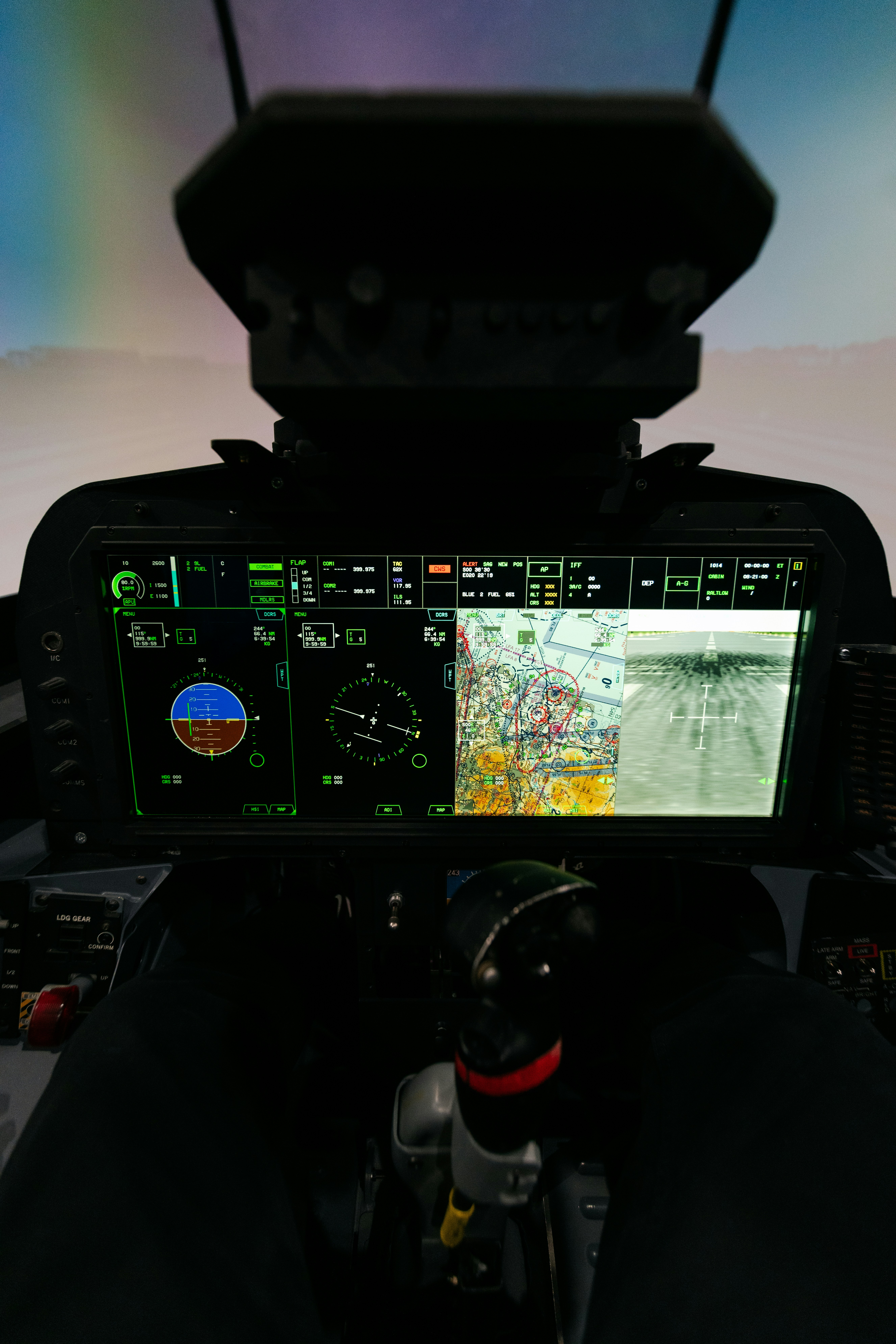 Pilot flying flight simulator