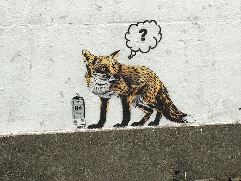 brown and black fox wall art