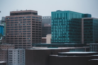 Montpellier cityscape with modern office buildings.