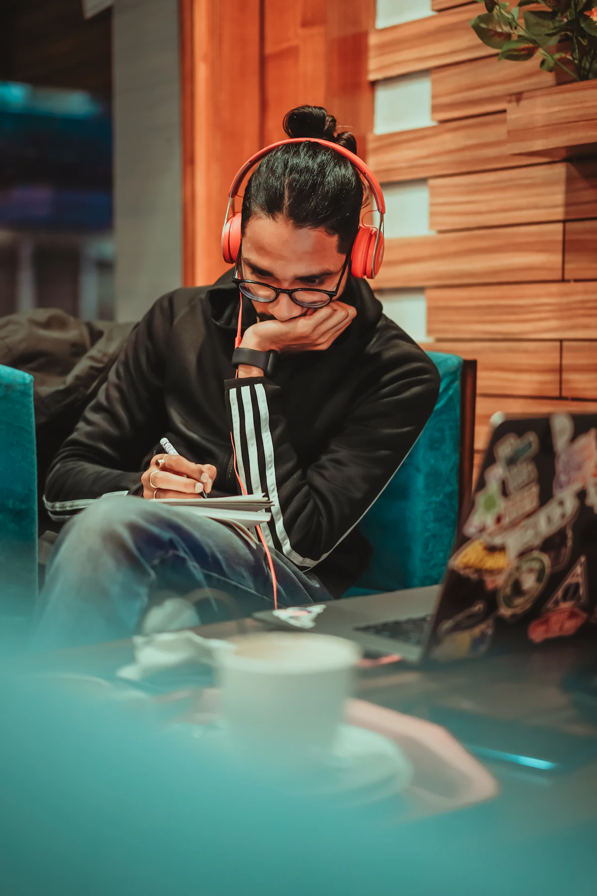 Creator working at a desk