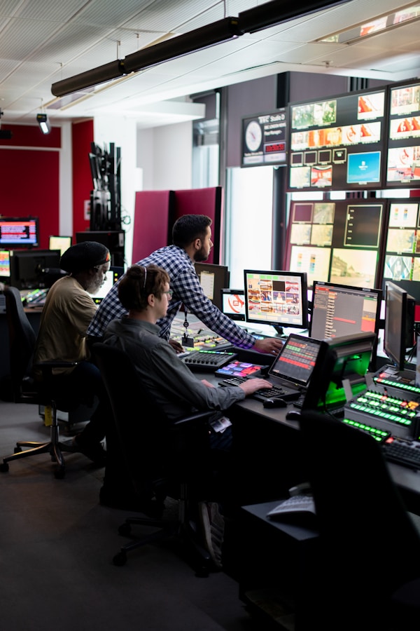 Broadcast engineers work in studioby ThisisEngineering RAEng