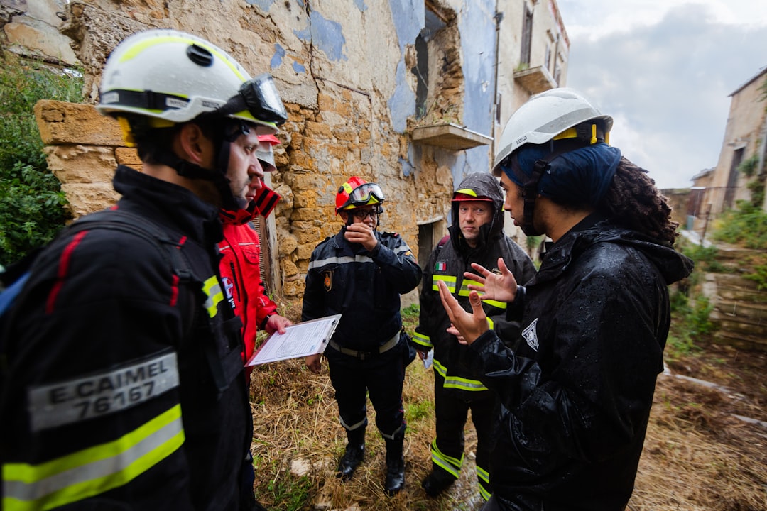 group of people wearing white helmet