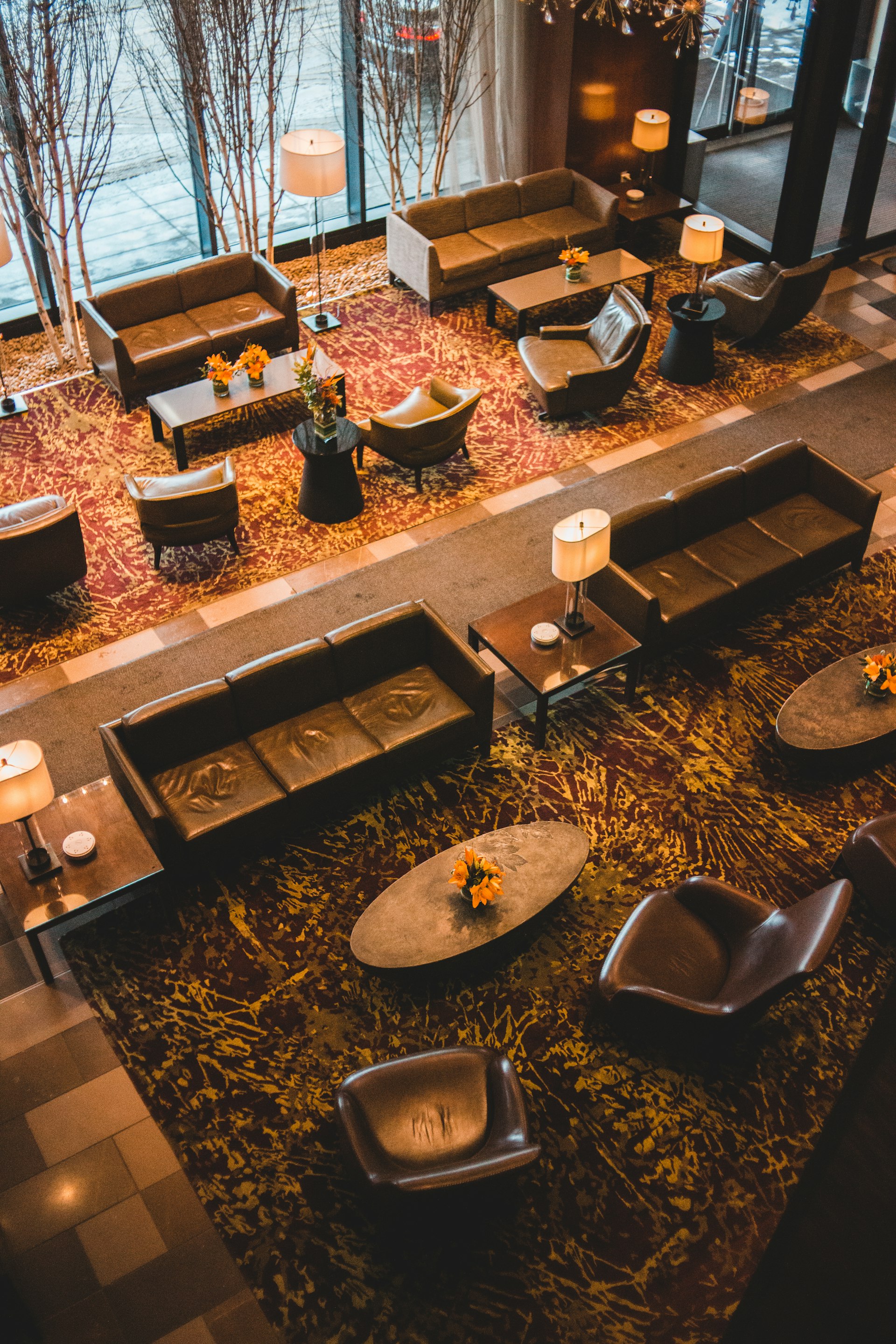Premium dining area with designer furniture and ambient lighting