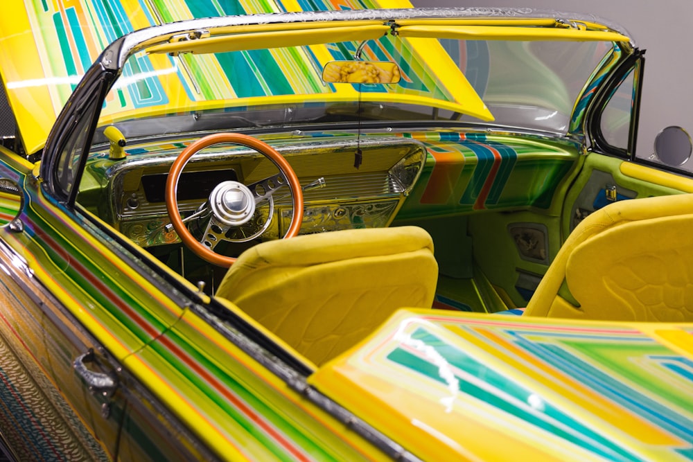 yellow and red vintage car