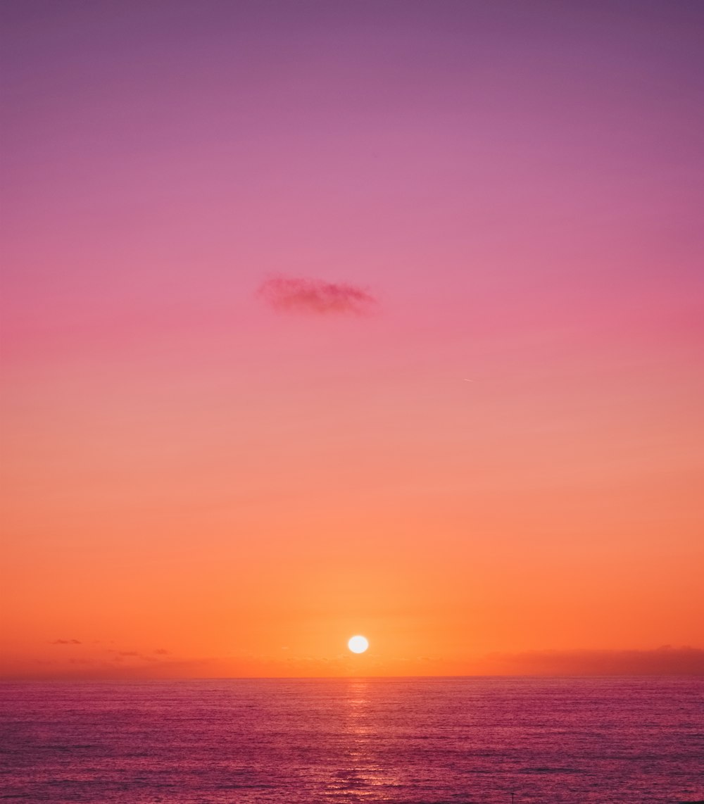 body of water during sunset