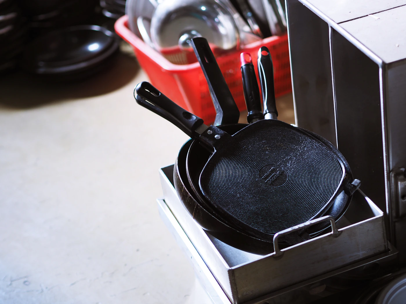 A seasoned cast iron skillet on a stovetop