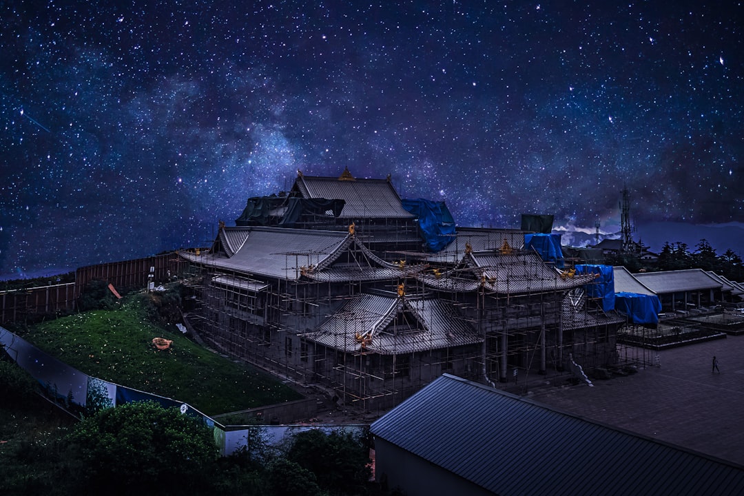 white and black house under starry night