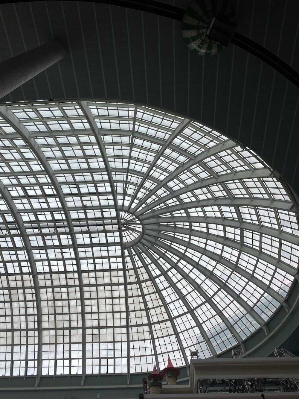 white metal frame glass roof