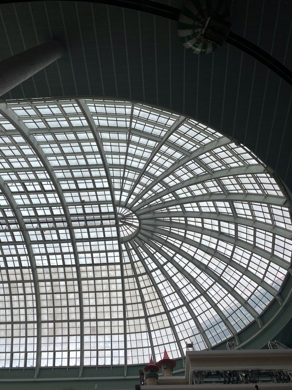 white metal frame glass roof