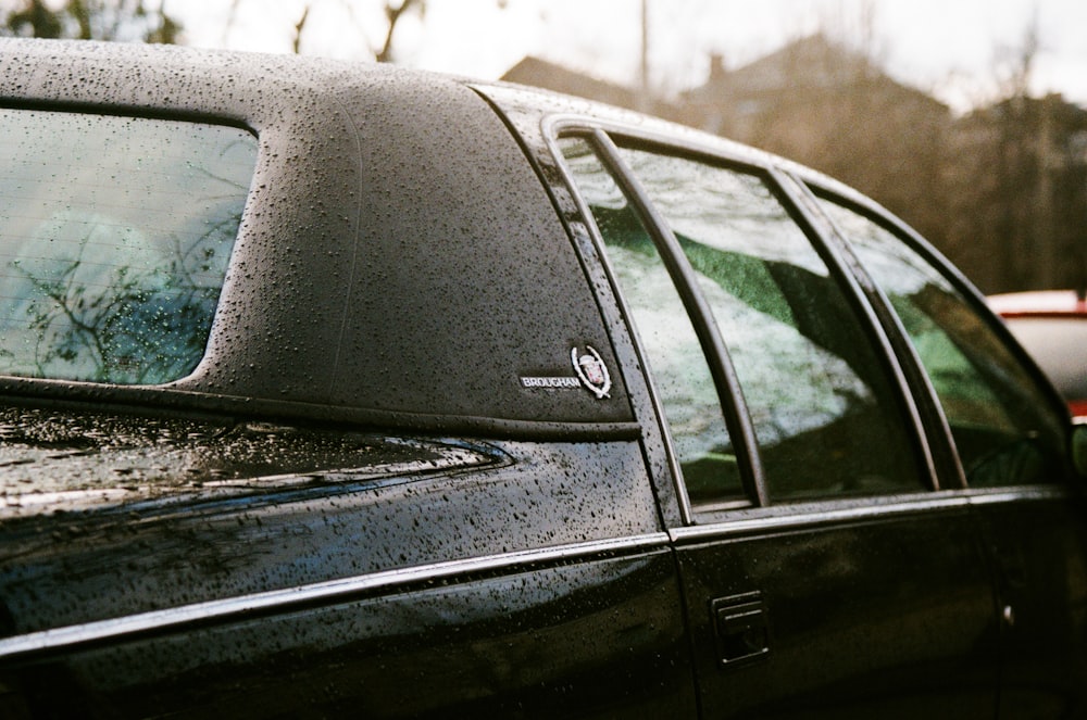 black car in close up photography