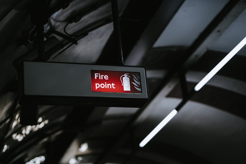 red and white exit sign