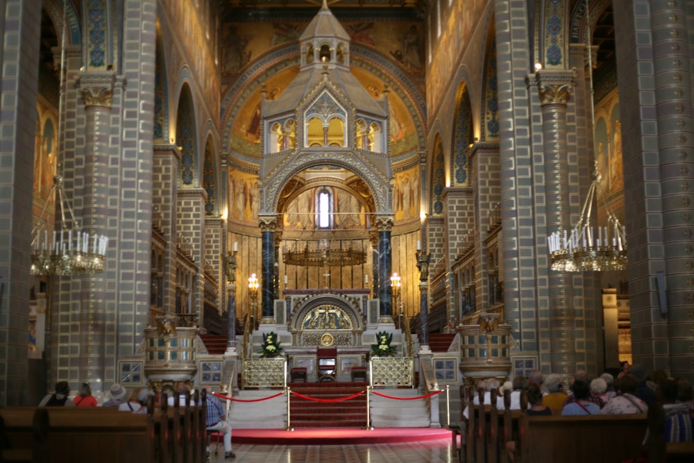 red and gold cathedral interior