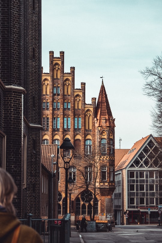 brown brick building near bare trees during daytime in Marienkirche Germany