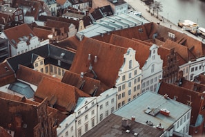 High-resolution aerial orthomosaic showing detailed urban topography.