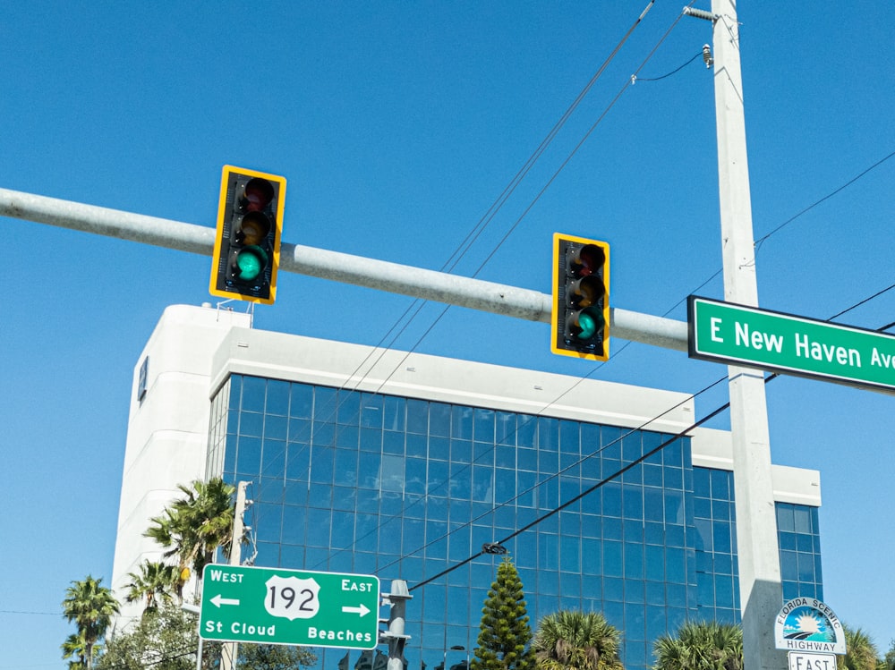 traffic light with green sign