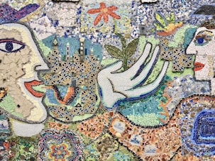 green white and brown floral textile