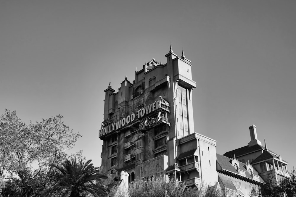 grayscale photo of UNK building