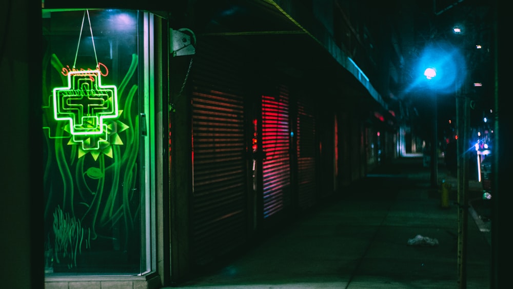 green and red neon light signage