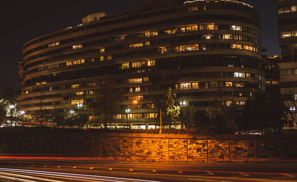 time lapse photography of city road during night time