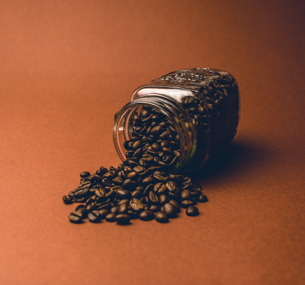 black coffee beans on silver ring