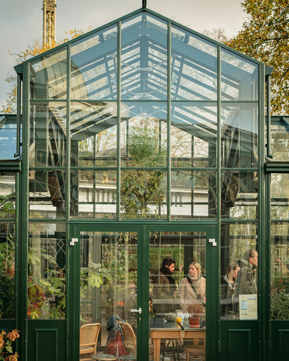 people in green metal framed glass building during daytime