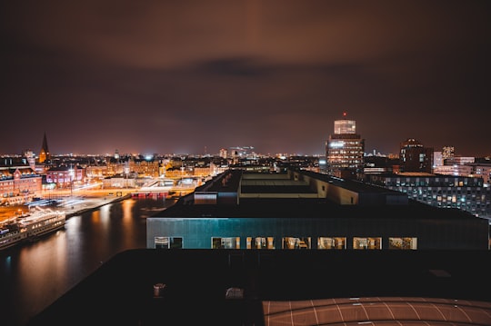 city skyline during night time in Malmö Sweden