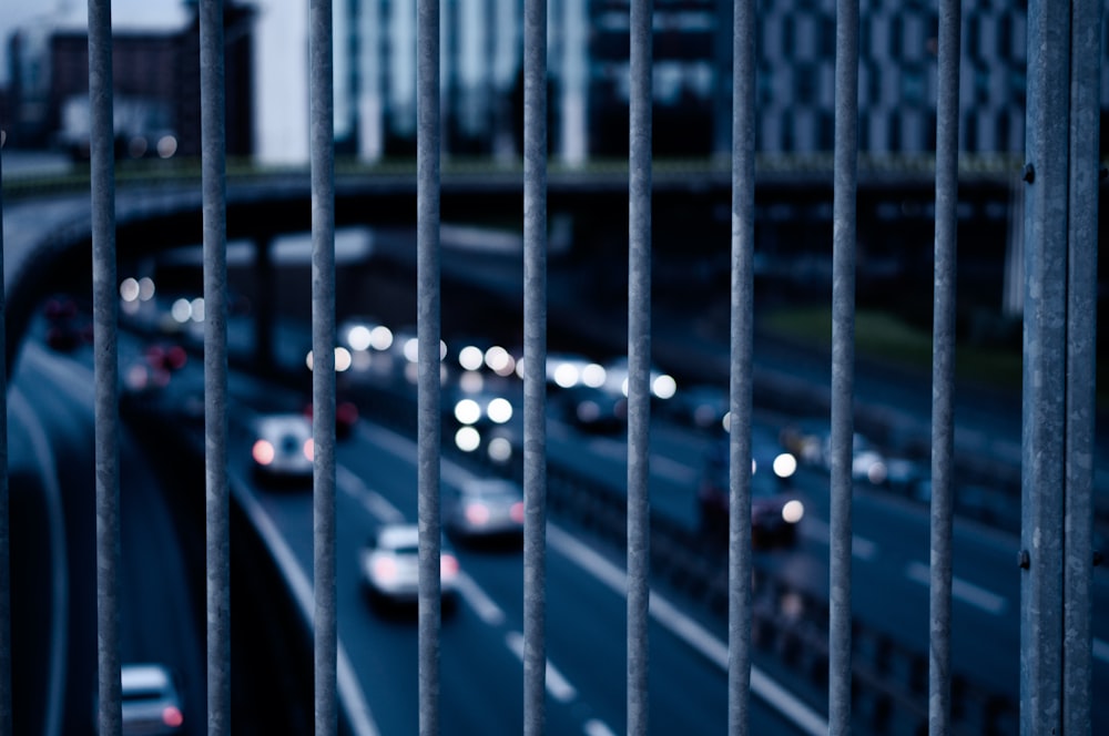 black metal fence with white and blue light