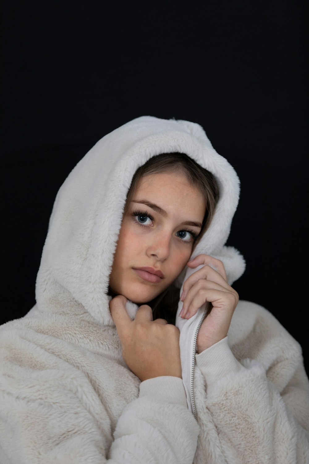 woman in white bath robe