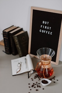 brown glass jar on white table