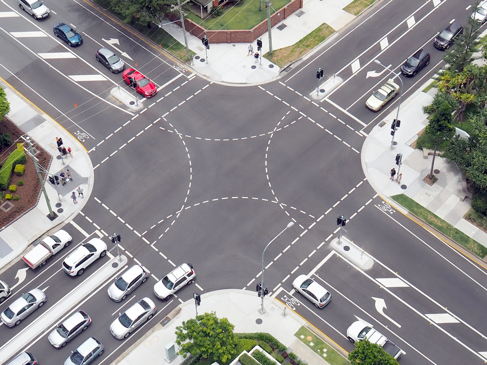 Cars fill roads and parking areas on the Gold Coast