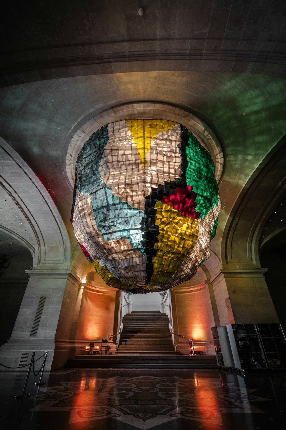 blue green and brown glass ceiling