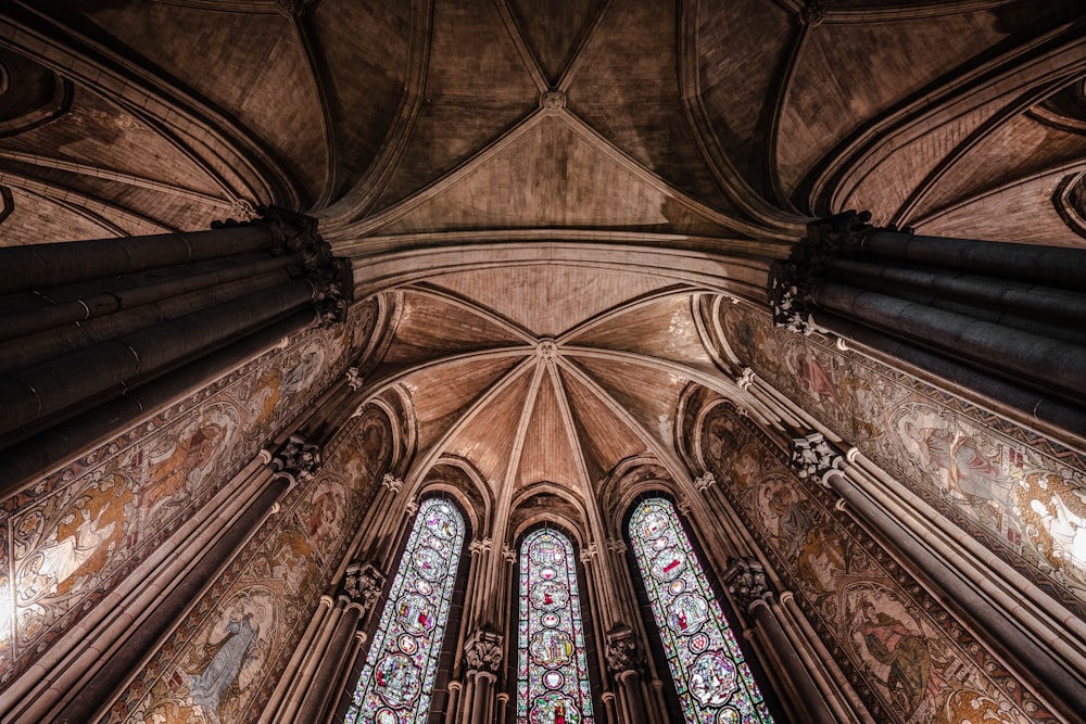 brown and blue floral ceiling