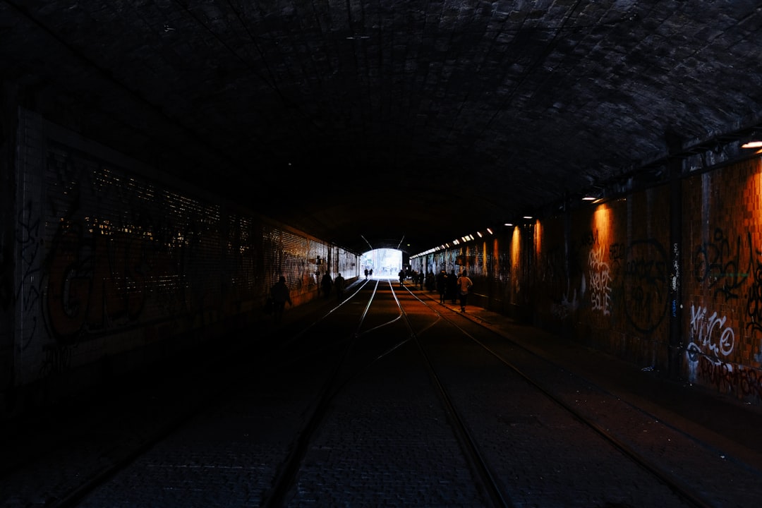 tunnel with light turned on during night time