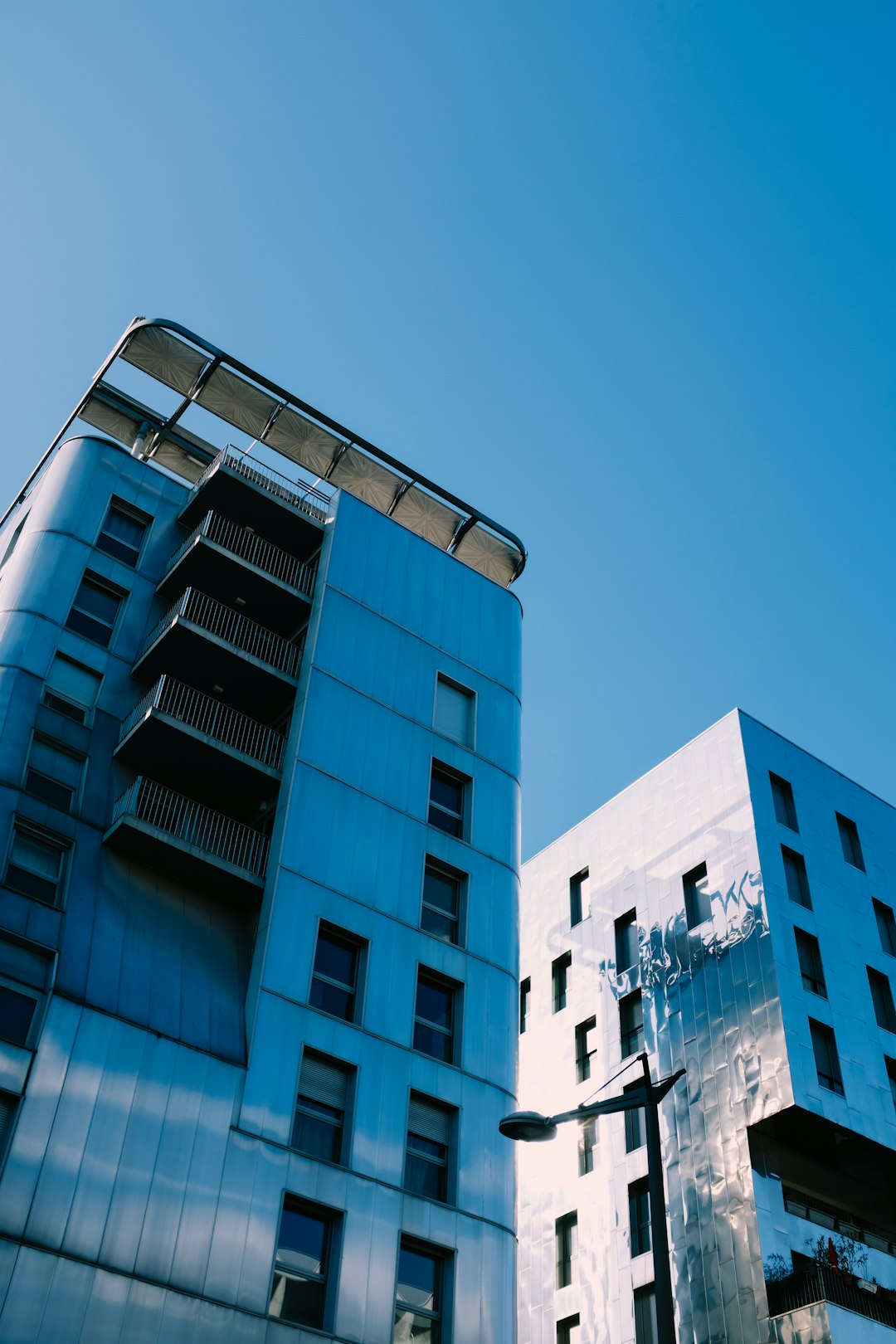 blue and white concrete building