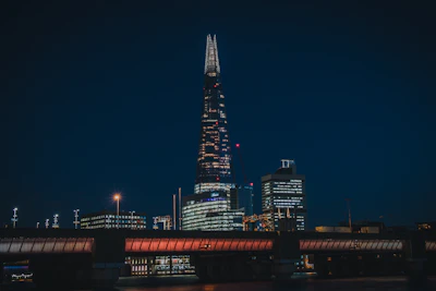 lighted high rise building during night time