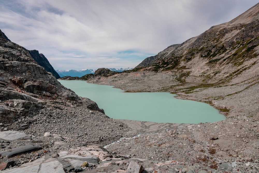 lake in the middle of mountains