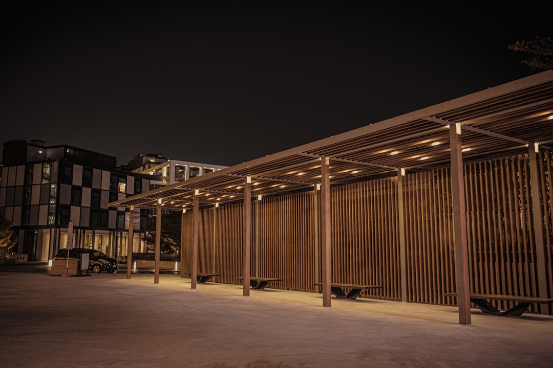 brown wooden building during night time