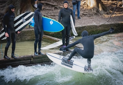 Eisbach river surfing Munich