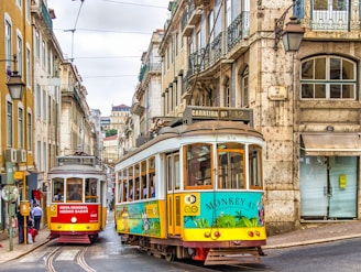yellow and white tram on street during daytime
