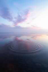 Reflection of a blue and purple sky on water