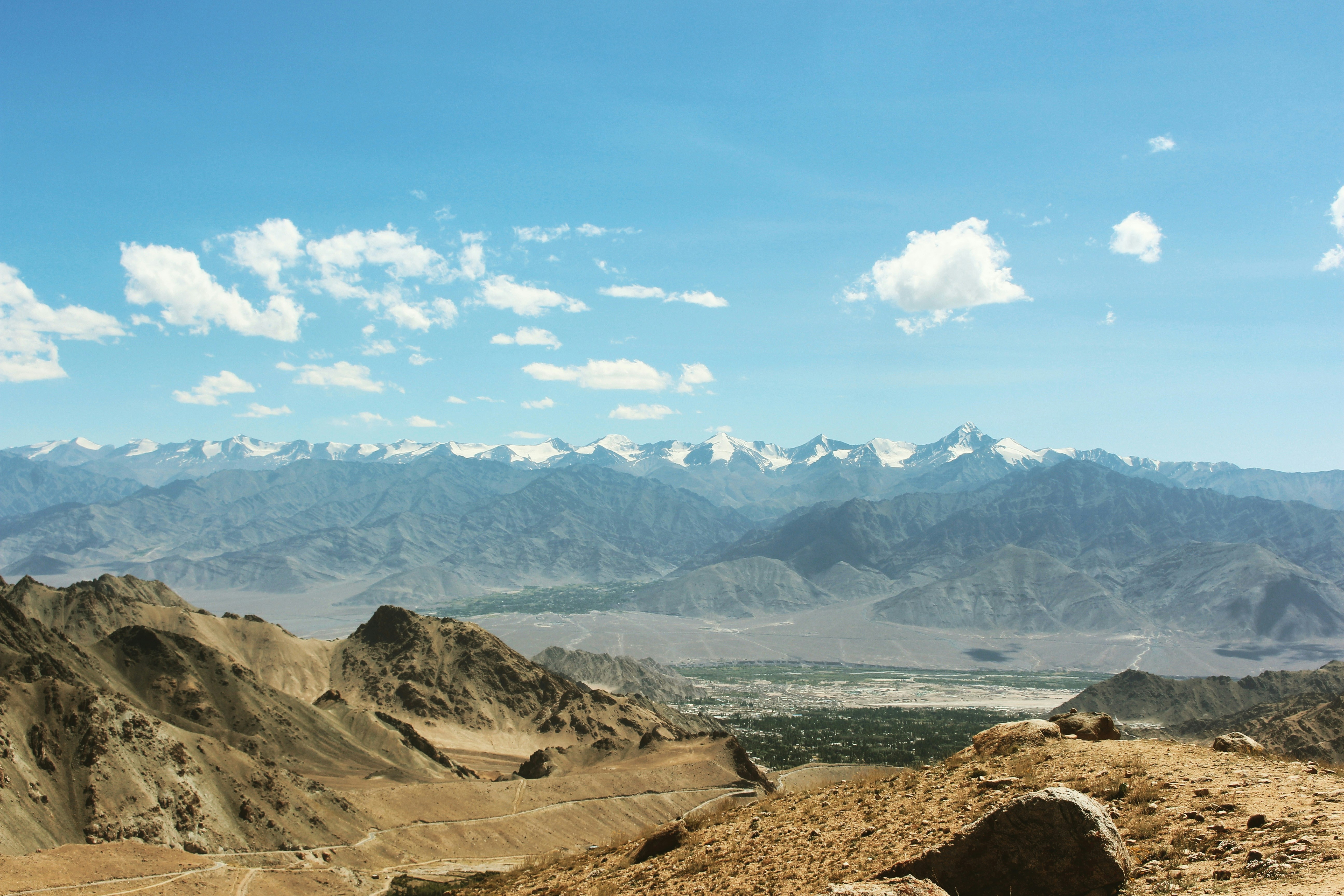 brown rocky mountain under blue sky during daytime, Stunning view of Himalayas mountains, in the Ladakh region 🇮🇳
